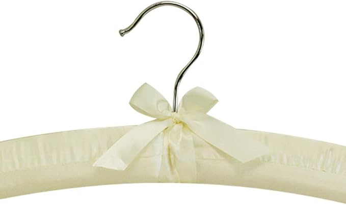 Set of 6 Pieces 15 Inch Length Ivory Smooth Satin Padded Bridal Cloth Hangers