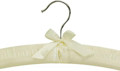Set of 6 Pieces 15 Inch Length Ivory Smooth Satin Padded Bridal Cloth Hangers