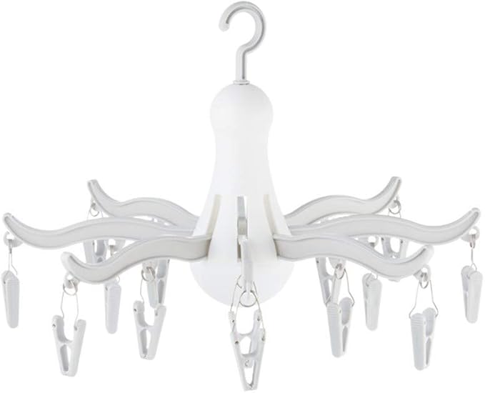 Foldable Clip and Drip Hanger, 8-Claw Octopus Hanging Dryer with 16 Clips, Portable Underwear Hangers, Simple to Fold and Place