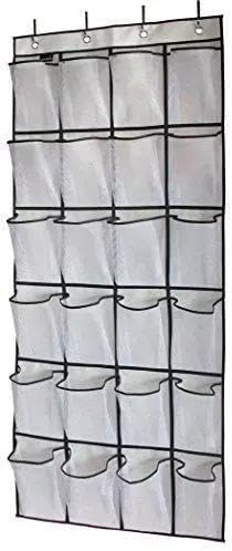 for MISSLO Over The Door Shoe Organizer 24 Large Mesh Pockets, White