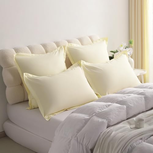 NTBAY Standard Pillow Shams, Set of 2, Microfiber, Butter Yellow - Image 2