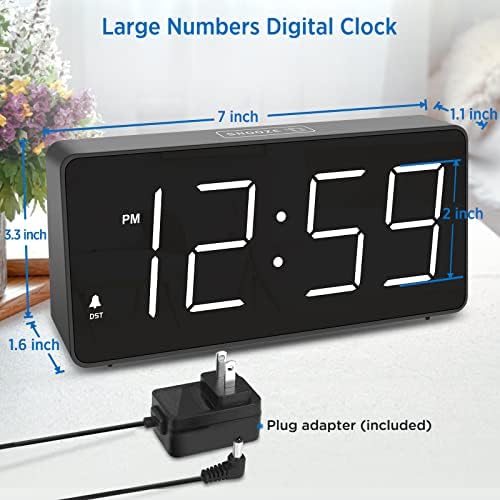Peakeep Large Digital Alarm Clock for Bedroom Bedside Seniors, 5 Brightness - Image 2