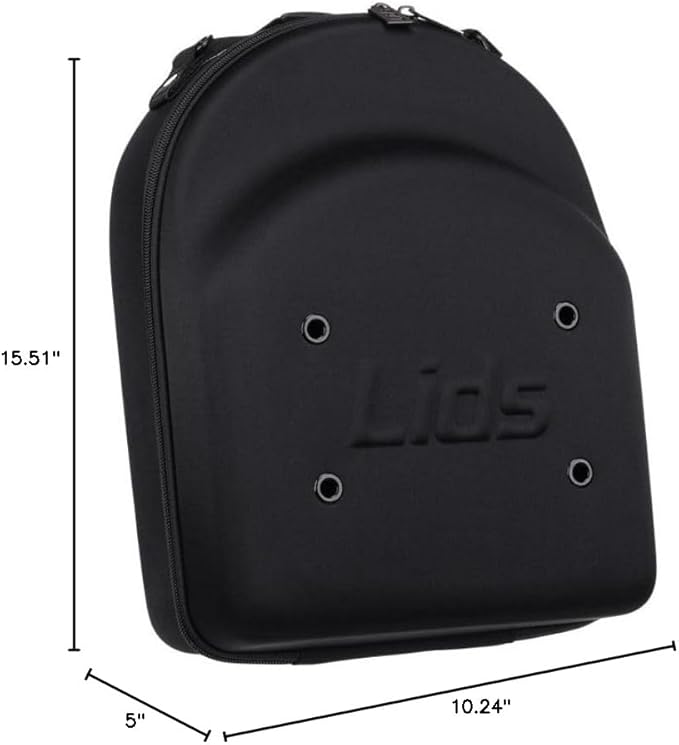 Lids Hat Travel Case – Baseball Cap Carrier for 6 Hats, Durable Black Exterior with Pink Interior, Storage with Handle & Adjustable Shoulder Strap, Hard Hat Organizer for Travel & Closet