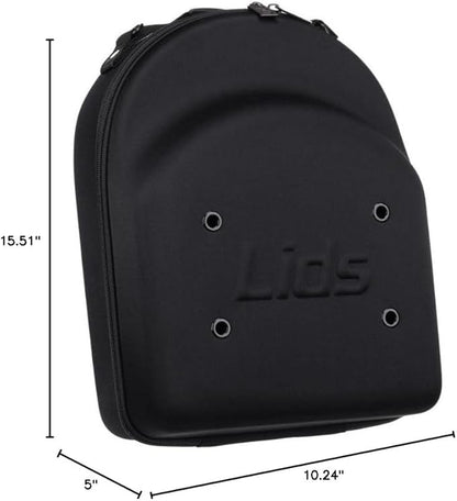 Lids Hat Travel Case – Baseball Cap Carrier for 6 Hats, Durable Black Exterior with Pink Interior, Storage with Handle & Adjustable Shoulder Strap, Hard Hat Organizer for Travel & Closet