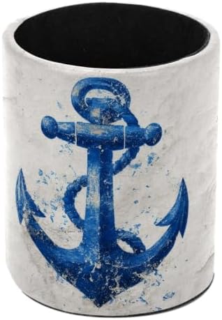 Leather Pen Holder for Desk, Nautical Anchor Pencil Cup Pen Organizer Makeup Brush Holder for Office Home Kids Countertop Desk Accessory Storage by Unknown