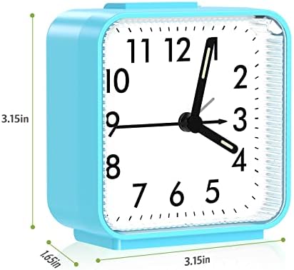 Analog Alarm Clock, Bedside Clocks Battery Powered, Silent Non Ticking Travel Clock with Night Light, Snooze, Easy Set, Clock for Heavy Sleepers Kids Elder Travel Bedroom Office Blue - Image 6