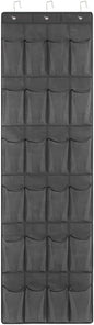 Hanging Over Organizer with 24 or 28 Pockets for Space Saving Home Storage Polyester Fabric Rack for Shoes Slippers Belts Scarves Toys Kitchen Items(24 Pocket grey)