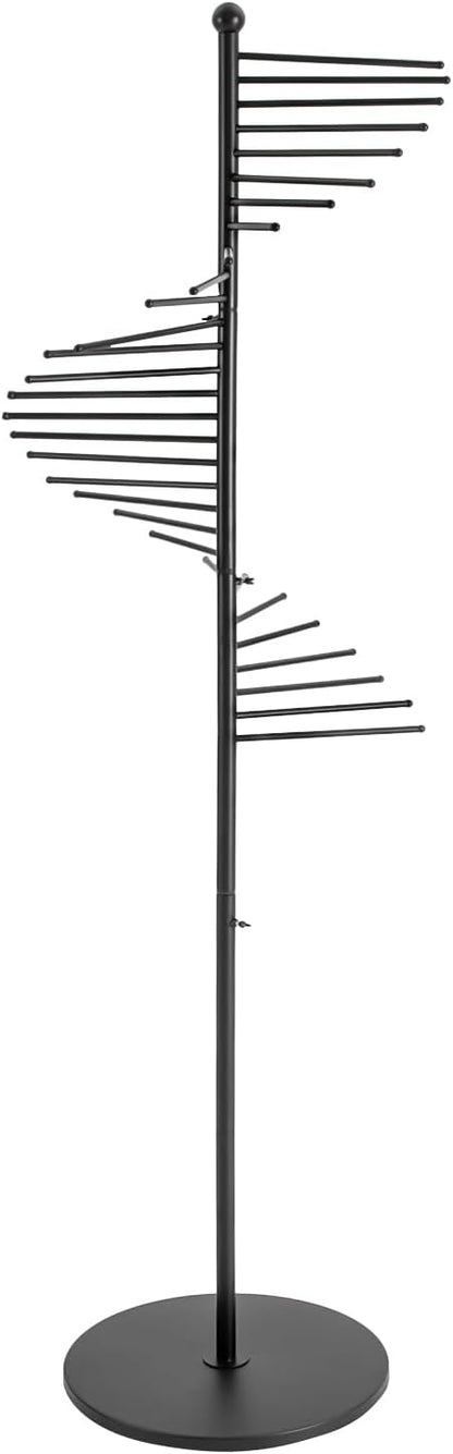 Freestanding Scarf Racks, Spiral Scarf Organizer Stand with 30 Hanger Rods, Metal Scarf Display Holder with Heavy Base for Clothing Store for Space Saving Shelves (Black)