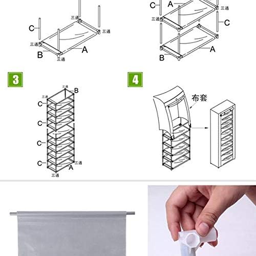 9 Tier, Space Saving Portable Shoe Rack Storage Organizer, 10 Tiers 9 Lattices Non-Woven Waterproof Fabric Cover (Purple, 10 Tiers 9 Lattices)