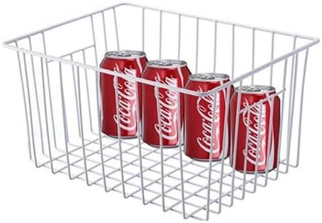 6 Pack Wire Storage Baskets for Organizing, Freezer Organizer Bins, Pantry Organization Bins Cabinets - Metal Basket Kitchen, Laundry, Fridge, Bathroom Countertop Organizer, Pearl White