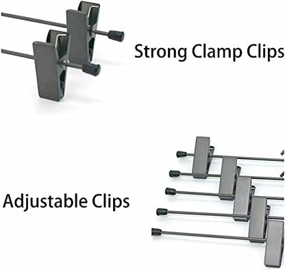 Pants Hangers 13.8" Dark Grey Skirt Clothes Rack with Clips Metal Clips Trousers Hanger Space Saving Slacks Hangers Durable and Sturdy Pants Display 30 Pack