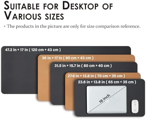 Cork Desk Mat - Dual-Sided Desk Pad for Office and Home - Desk Organization and Accessories - Ideal for Large Mouse Pad and Desk Mats on Top of Desks(Black,80cmx 40cm) - Image 5