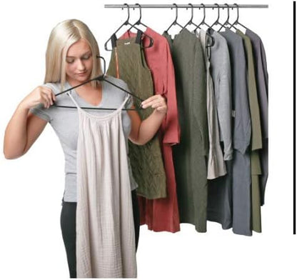Sharpty Plastic Hangers Clothes Hangers for Clothing, Closet, Coats & Shirts - Durable & Space Saving - for Everyday Standard Use, Room Essentials & Basics - 20 Pack - Black