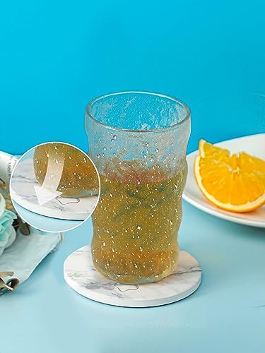 LIFVER Absorbent Coaster Sets of 4, Drink Coasters with Holder, White Marble Style Ceramic Drink Coaster for Tabletop Protection, Suitable for Kinds of Cups and Wooden Table, Cool Home Decor, 4 Inches - Image 4