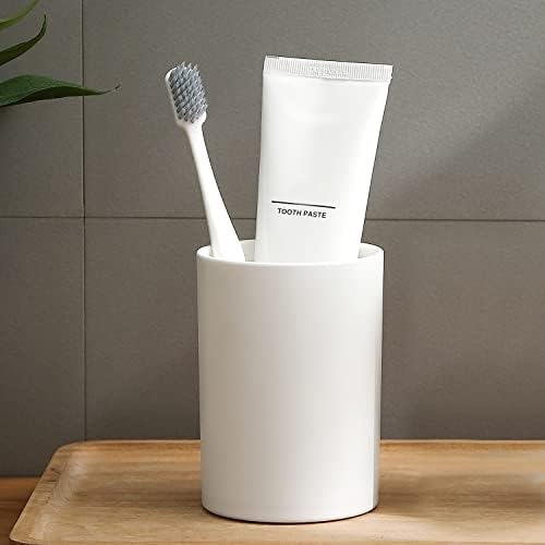 Bathroom Tumbler 10.5oz Reusable Unbreakable Toothbrush Cup 300ml - Mouthwash Plastic Easy to Clean Toothbrush Holder - Adequate for Your Bathroom (PP 1PC, White) by DeTii