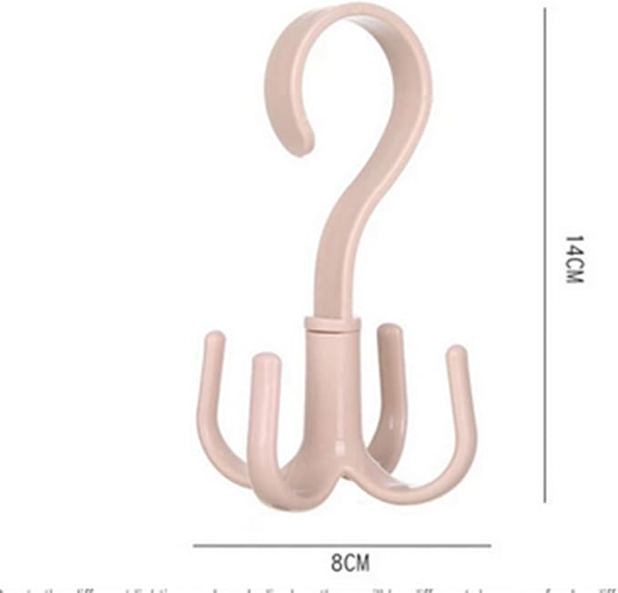 Space Saving Rotated Hanger Hooks Wardrobe Clothes Rack Hanger Organizer Bag Hanger Shoes Belt Scarf Hanging Rack Closet Hanger (Pink)