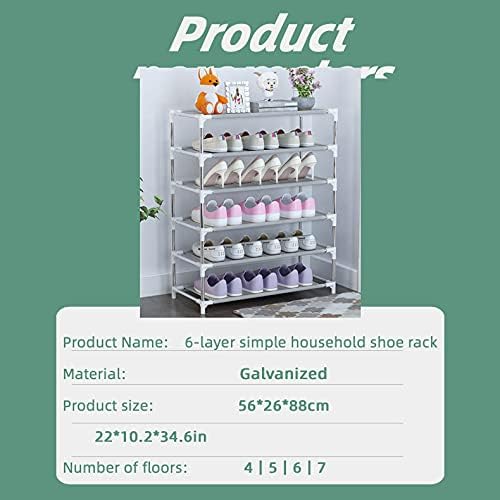 6-Tier Shoe Rack Storage，With Adjustable Shelving，High Quality Galvanizing Steel Pipe and Pp Material，Easy to Move and Assemble，bedrooms, Closet, Entryway, Dorm Room, Wardrobes Can Be Placed to Avoid Falling Ash. (WHITE-6-LAYER)