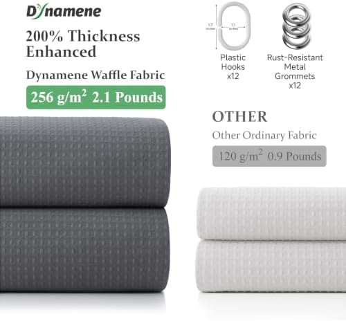 Dynamene Stall Waffle Shower Curtain 256 GSM Heavy 54"x72" Charcoal Grey - Image 5