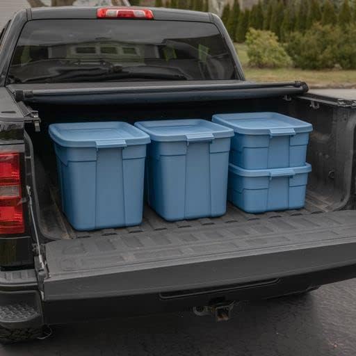 Rugged Tote, 18-Gallon Rugged Storage Container & Standard Snap Lid, (16.6H x 24.2W x 16.2D), Stackable Organization Tote [2 Pack]