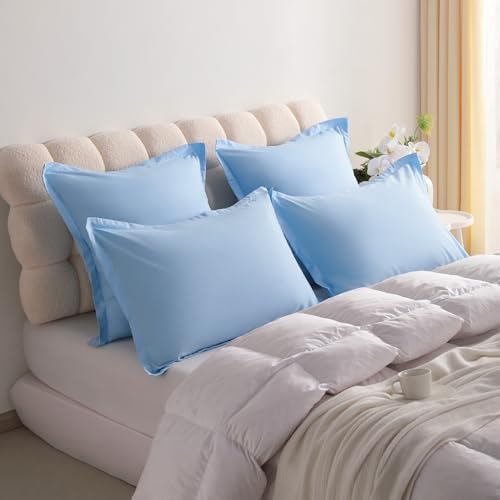 NTBAY Queen Pillow Shams, Set of 2, Microfiber, Sky Blue - Image 2