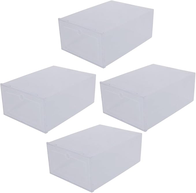 4Pcs Transparent Stackable Shoe Boxes PP Plastic Storage Containers for Closet and Hallway Organization Space-saving Shoe Organizer with High Load Capacity for Home Use