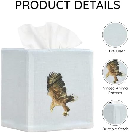 Square Tissue Box Cover Cute Set of 2, Eagle - Image 4