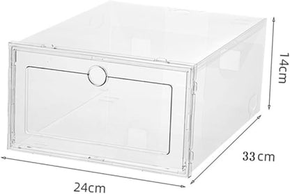 Healifty 6Pcs Transparent Shoe Storage Boxes Drawer Type Stackable Organizer Containers for Dustproof Moisture Resistant Sneakers and Shoes Plastic with Design for Easy Viewing