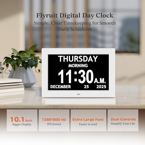 10.1'' Extra Large Digital Clock for Seniors, Calendar Clock with Day&Date - Image 2