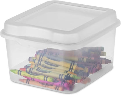 Sterilite FlipTop, Stackable Small Storage Bin with Hinging Lid, Plastic Container to Organize Desk at Home, Classroom, Office, Clear, 1-Pack