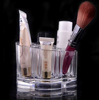 Acrylic Lipstick Makeup Storage Organizer- Makeup Brush Holder with 7 Individual Slot Organizers for Brushes Nail Polish Essential Oils Eyeshadow Pens