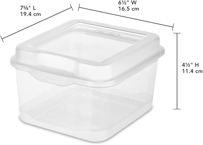 Sterilite FlipTop, Stackable Small Storage Bin with Hinging Lid, Plastic Container to Organize Desk at Home, Classroom, Office, Clear, 1-Pack
