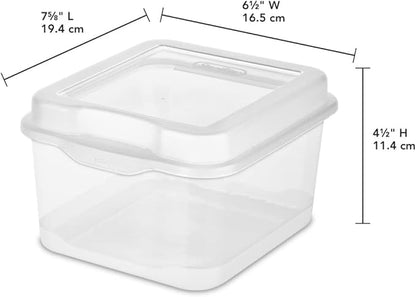 Sterilite FlipTop, Stackable Small Storage Bin with Hinging Lid, Plastic Container to Organize Desk at Home, Classroom, Office, Clear, 1-Pack