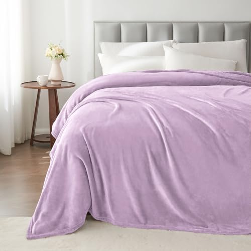 BEDELITE Fleece Blanket Soft Plush King Size Bed Blanket Lilac 108"x90" - Image 6