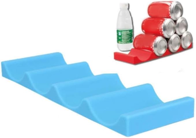 Ciieeo 2pcs Silicone Can and Bottle Organizer Rack for Fridge Pantry and BBQ Stackable Beverage Storage Mat Blue for Picnic and Home Use