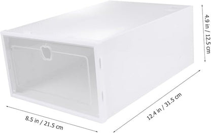 Ciieeo 6pcs Transparent Shoes Box Organizer Thicken Drawer Type Shoe Display Box for Sneakers High Heels Boots Material Scratch Design for Closet Storage