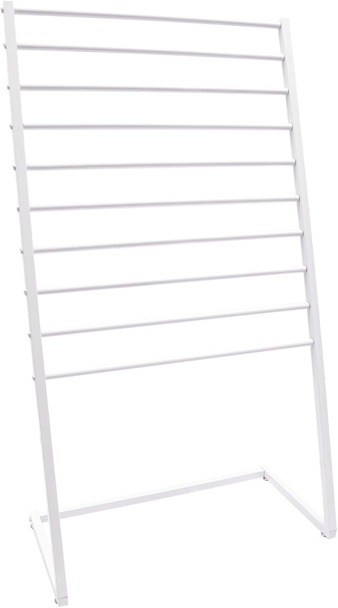 Scarf Display Stand, 10 Tier Metal Scarf Holder Organizer, Scarf Hanger Scarf Holder Scarf Organizer Belt Organizer Pants Rack Scarf Rack for Commercial Clothing Retail Store (White, 80cm)