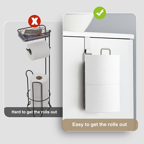 Toilet Paper Holder Wall Mount, Storage Extra 2 Roll Tissue, Over The Tank Toilet Paper Holder, Brushed Nickel and Chrome Tissue Holder for Bathroom Organizer, Adhesive Paper Holder, 1Pcs - Image 7
