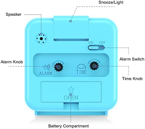 Analog Alarm Clock, Bedside Clocks Battery Powered, Silent Non Ticking Travel Clock with Night Light, Snooze, Easy Set, Clock for Heavy Sleepers Kids Elder Travel Bedroom Office Blue - Image 5