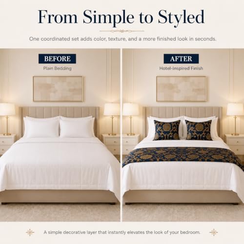 Jacquard Bed Runner Set with 2 Pillow Covers, No Filling, Bedding Decor - Image 4