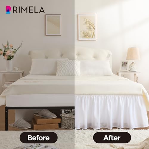 White Bed Skirt Queen Size 21 Inch Drop, Elastic Wrap Around Bedskirt - Image 3