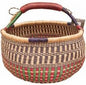 Bolga Baskets International Extra Large Market Basket w/ Leather Wrapped Handle (Colors Vary)