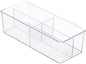 mDesign Plastic Kitchen Cabinet Storage Organizer Bin Box - 4 Divided Sections for Pantry Shelves, Countertops, Island, or Cupboard - Holds Snacks, Tea Bags, Spices, Sauces, Ligne Collection, Clear