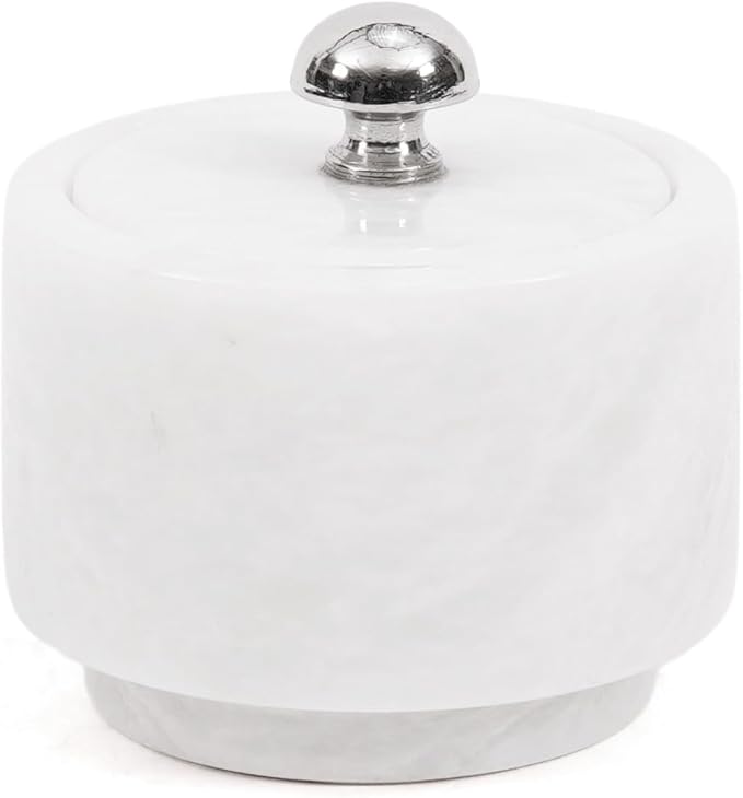 Radicaln Marble Salt Cellar with Lid 3" White Handmade Salt Box & Spice Jar for Kitchen Counter, Ideal Salt Holder, Sugar Bowl & Salt Dish, Salt Container For Housewarming Gift & Kitchen Decor