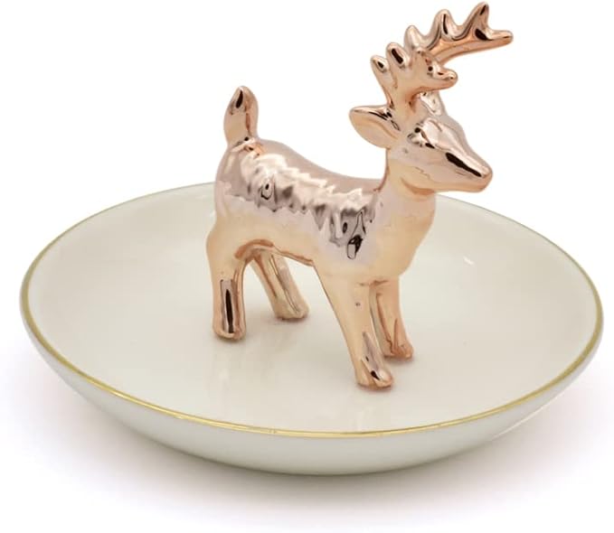 Antler Jewelry Tray Ring Dish Holder, Rose Gold Stand With Tray Display Organizer, Jewelry Hanger Rack for Hanging Necklaces, Rings, Earrings, Bracelet Best Gifts.