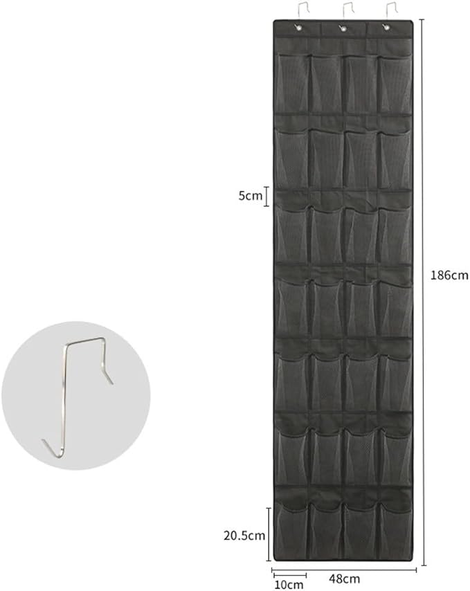 Shoe Holder For Doors Over Door Shoe Rack Hanging Shoe Organiser with Multi Pocket Hanging Bag for Closet Space Saver Stores Shoes and Accessories(28 Pocket gray)