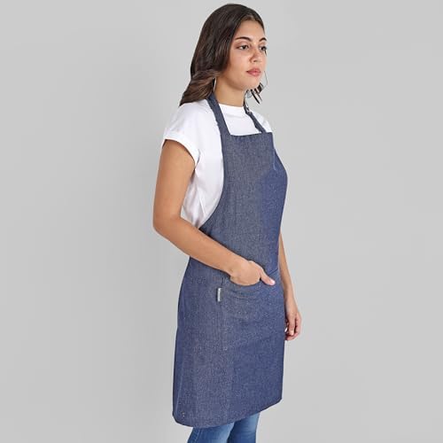 Chef Apron, Recycled Cotton Kitchen Apron with an Adjustable Neck with Long Ties, for cooking, baking - Image 6