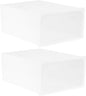 2pcs Stackable Shoe Storage Box Thicken Plastic Shoe Container for Closet Organization Large White for Sneaker Display and Easy Access