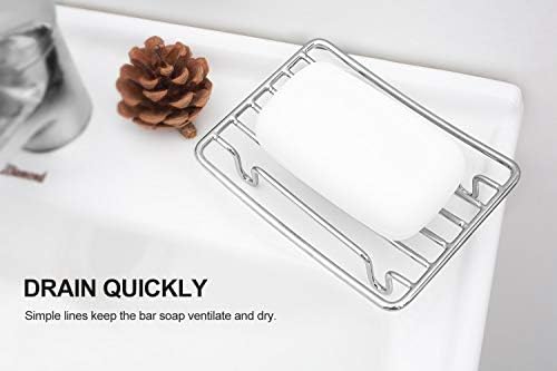 Bar Soap Dish Holder for Shower Bathroom Stainless Steel Rust Proof Self Draining, Chrome-2 Pack - Image 3