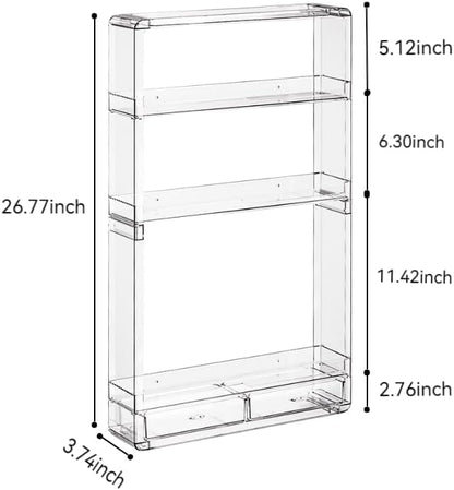 BOHOIDEE 3 Tiers Wall Acrylic Display Shelves with 2 Division Boards, Large Capactiy Acrylic Bathroom Organizer, Wall-Mounted Dustproof Makeup Organizer Storage for Bathroom, Kitchen, Room Decor