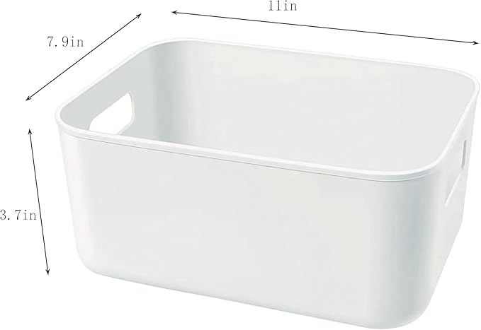 Set Of 6 Plastic Storage Bins,Versatile Kitchen Pantry Organization and Storage,for Plastic Storage Container Under Bed,Under Sink Bathroom Organizer (White, 6 Pack Small